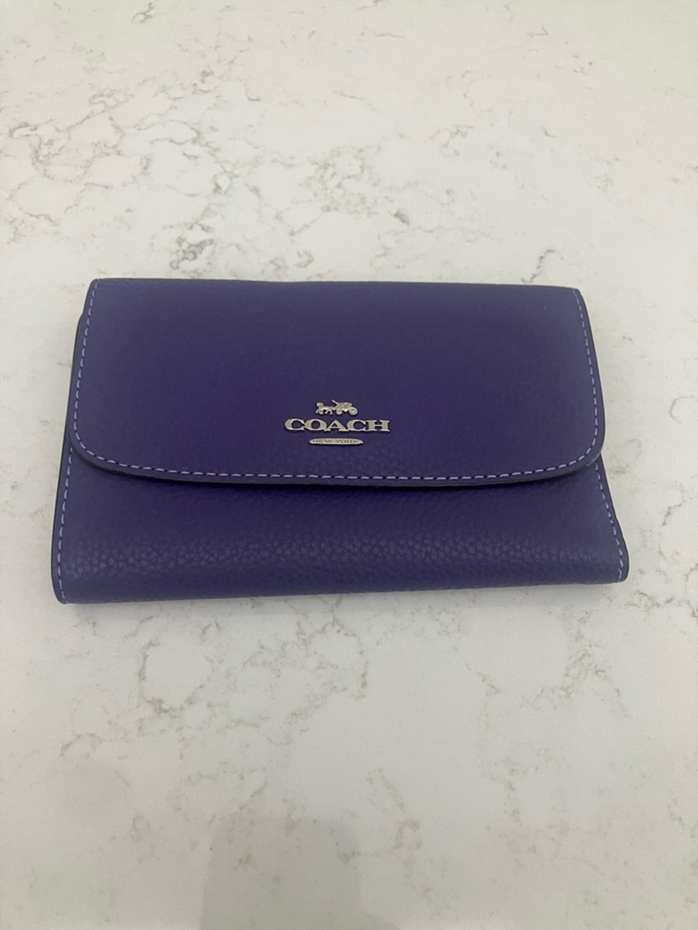Coach Purple Pebbled Leather Medium Flap Wallet